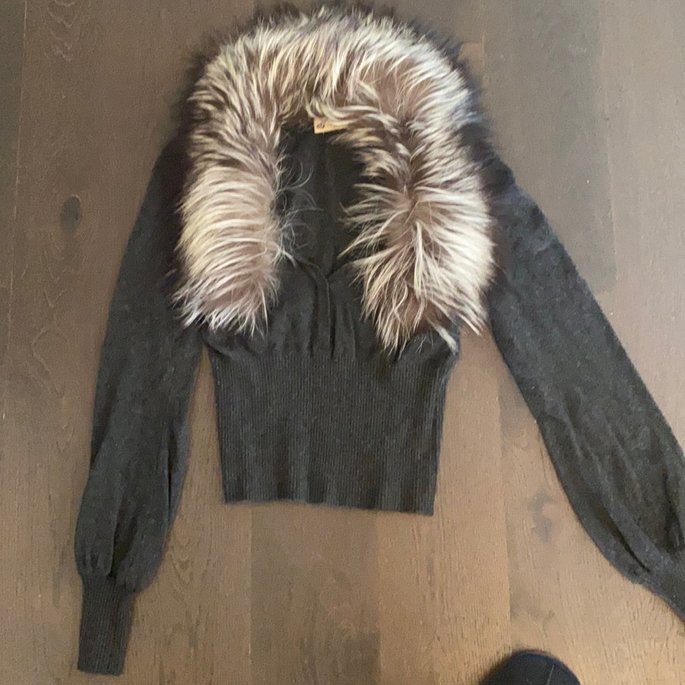 Blumarine cashmere sweater with real Fox